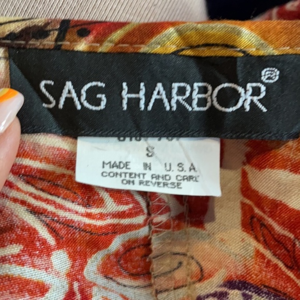 Vintage sag harbor colorful printed short sleeve top S - Picture 7 of 7
